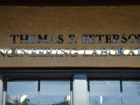 Image of signage above Panama Mall entrance to the Peterson Building