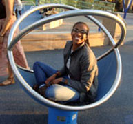 Tyler chills out at the Magical Bridge Playground Field Trip