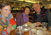 Rachael, Amy, and Peter enjoy dinner at Gotts after Peter's presentation