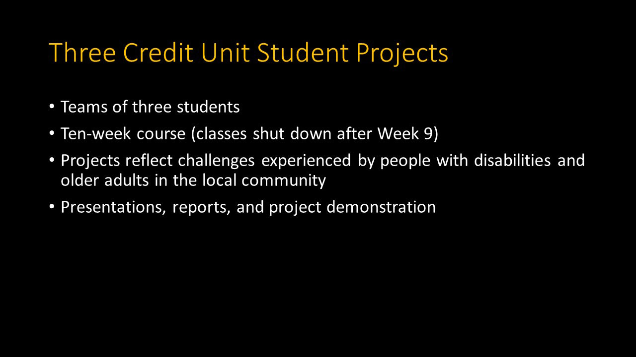Three Credit Unit Student Projects