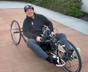 Jack tries out a handbike at the VA